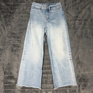 Bayeas High Rise Wide Leg Raw Hem Jeans Light Blue BYW8123 Size 27 Mens Womens